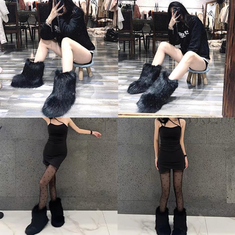 Womens Winter Snow Boots Knee High Faux Fur Lined Flat Heel Warm Shoes - Picture 6 of 8